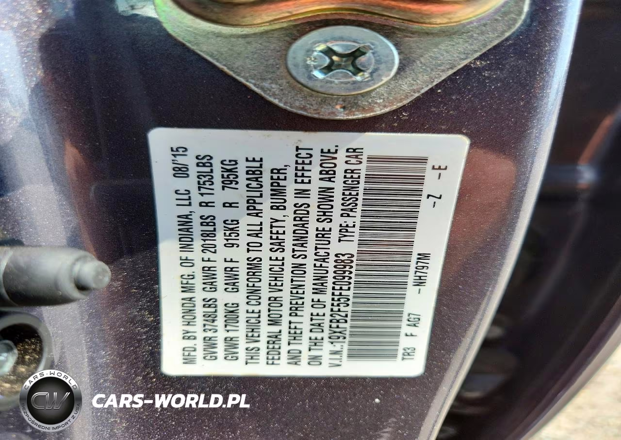 2015 Honda Civic Lx VIN:19XFB2F55FE099983 - 12
