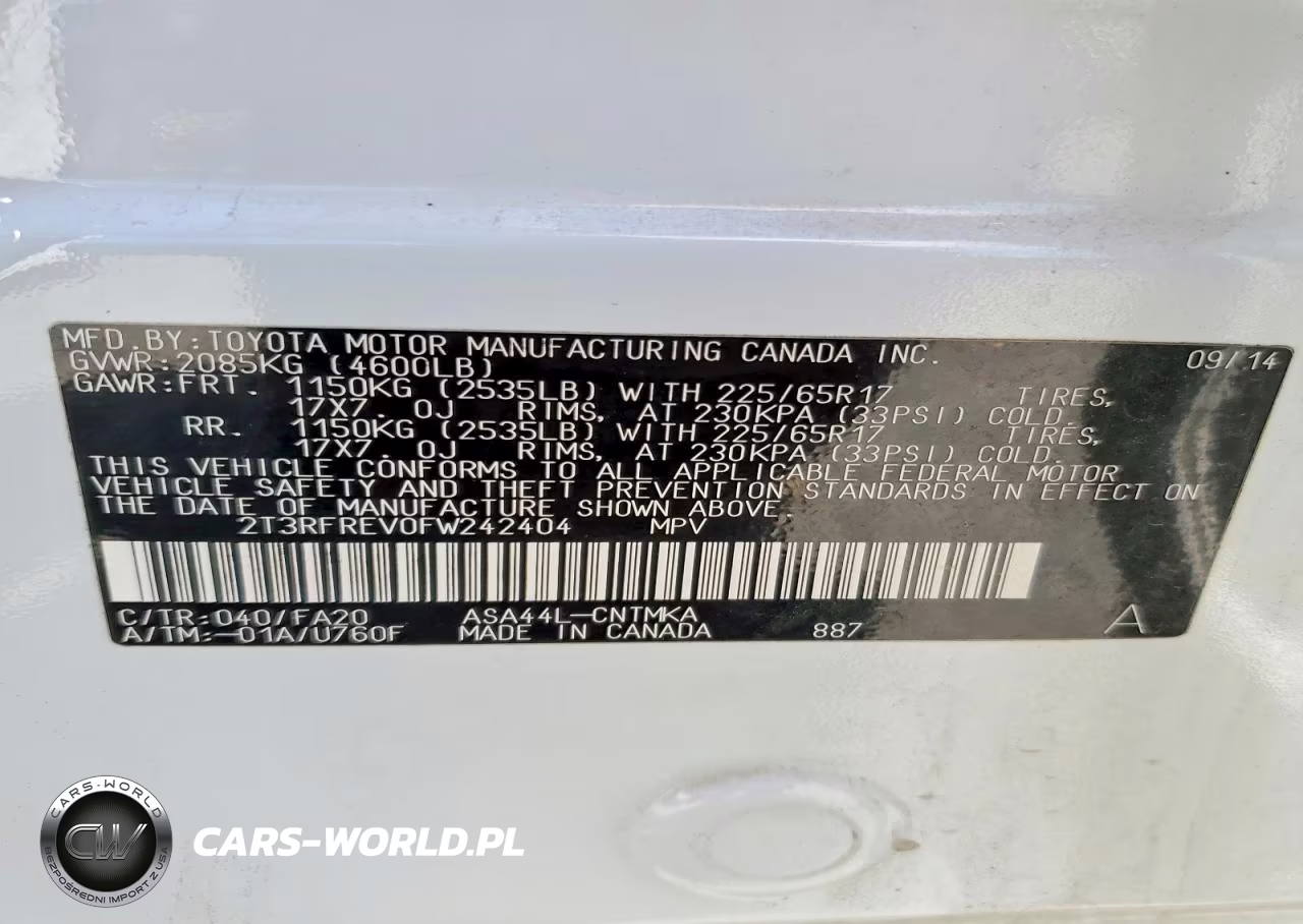 2015 Toyota Rav4 Xle VIN:2T3RFREV0FW242404 - 13