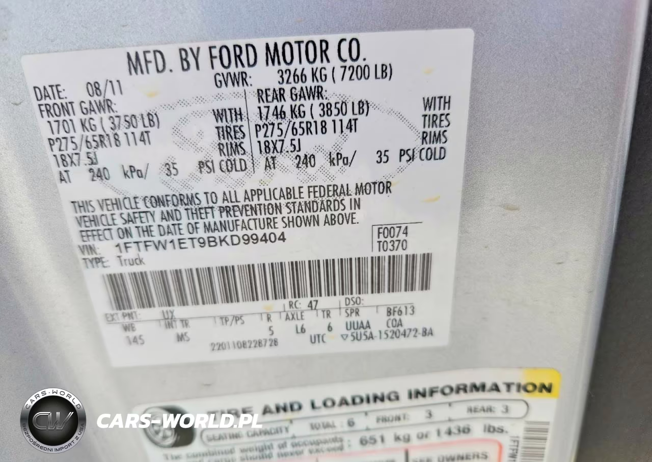 2011 Ford F150 Supercrew VIN:1FTFW1ET9BKD99404 - 12