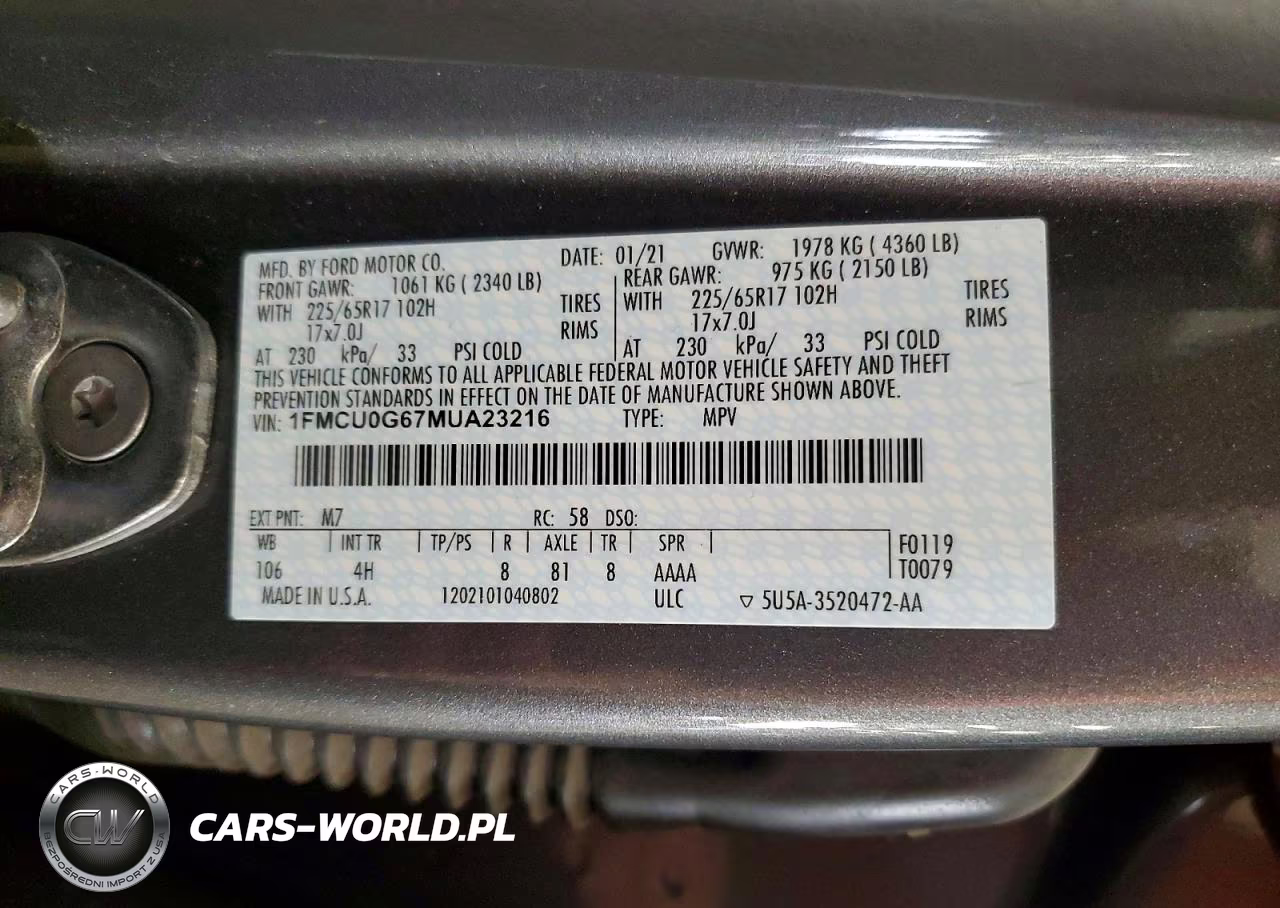 2021 Ford Escape Se VIN:1FMCU0G67MUA23216 - 14