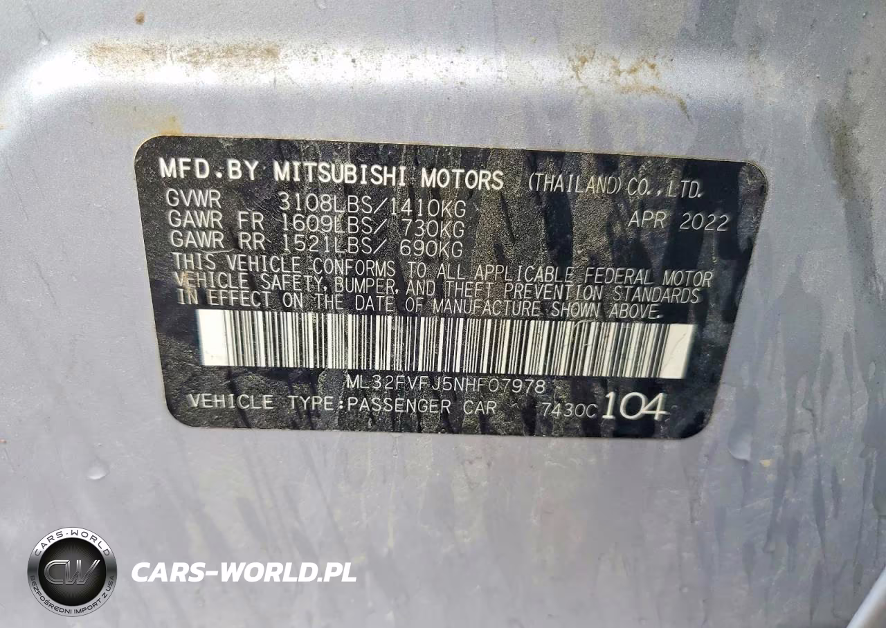 2022 Mitsubishi Mirage G4 Se VIN:ML32FVFJ5NHF07978 - 12