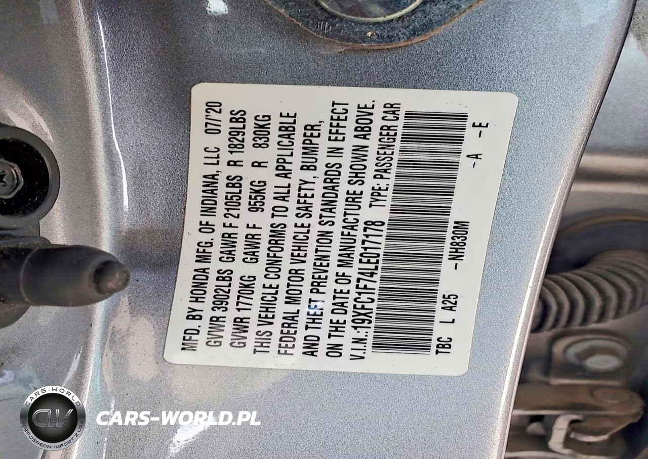 2020 Honda Civic Exl VIN:19XFC1F74LE017178 - 12