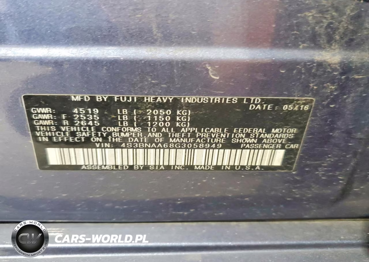 2016 Subaru Legacy 2.5I VIN:4S3BNAA68G3058949 - 12
