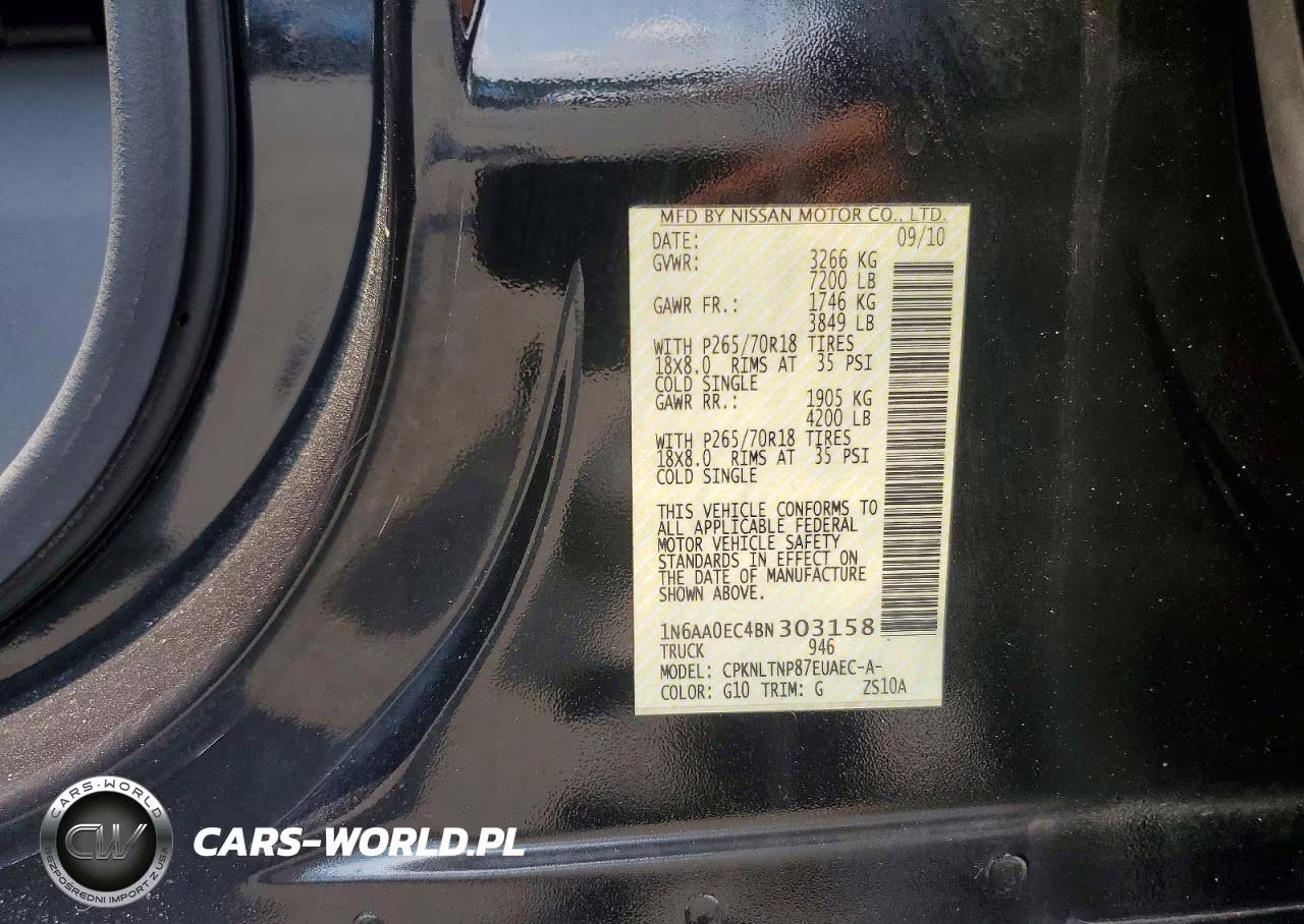 2011 Nissan Titan Sv VIN:1N6AA0EC4BN303158 - 12
