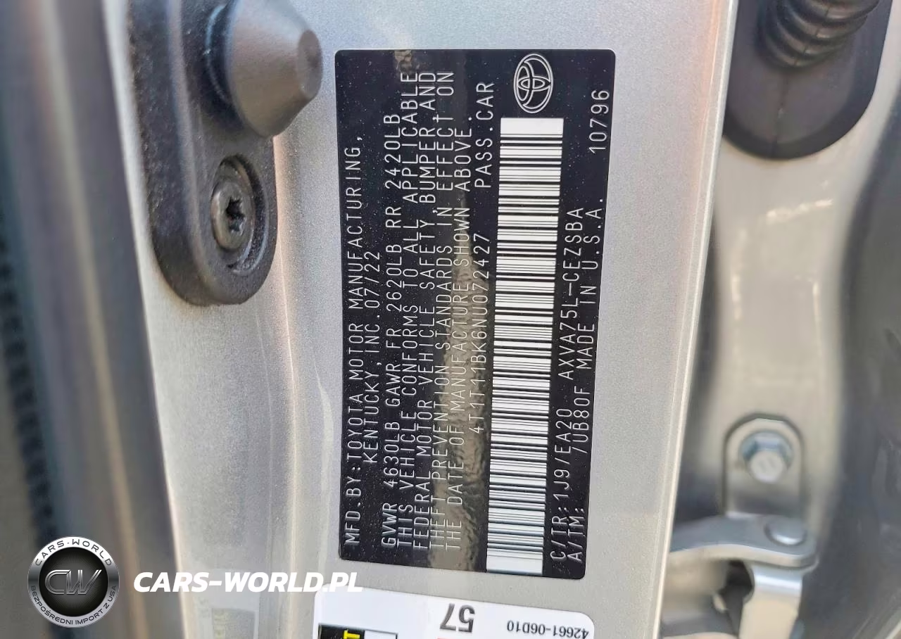 2022 Toyota Camry Se VIN:4T1T11BK6NU072427 - 12