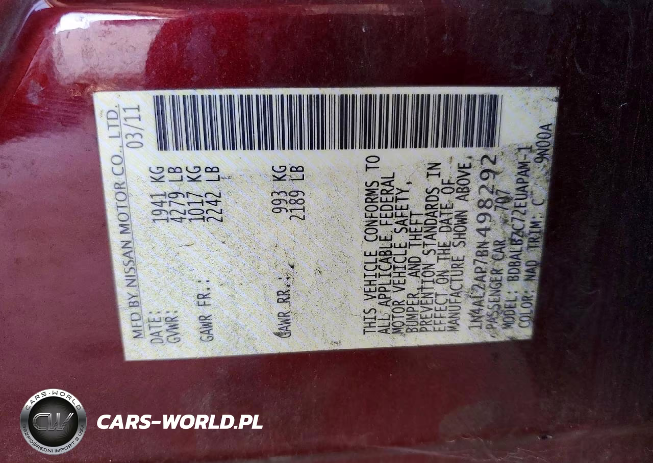 2011 Nissan Altima 2.5 VIN:1N4AL2AP7BN498292 - 12