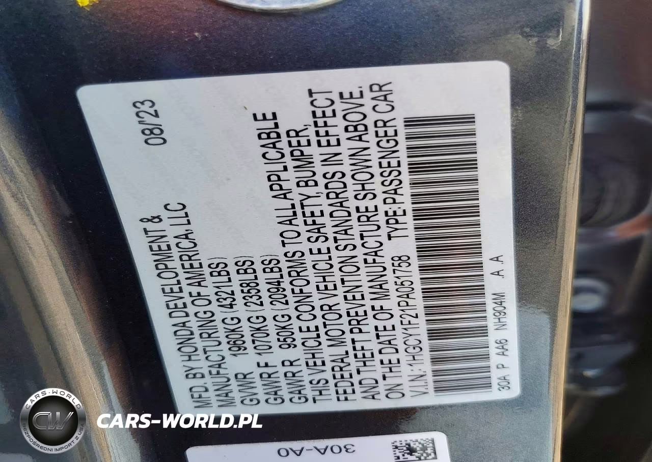 2023 Honda Accord Lx VIN:1HGCY1F21PA051758 - 12