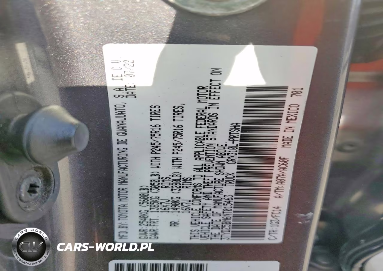 2022 Toyota Tacoma Sr5 V6 VIN:3TYDZ5BN6NT015463 - 12