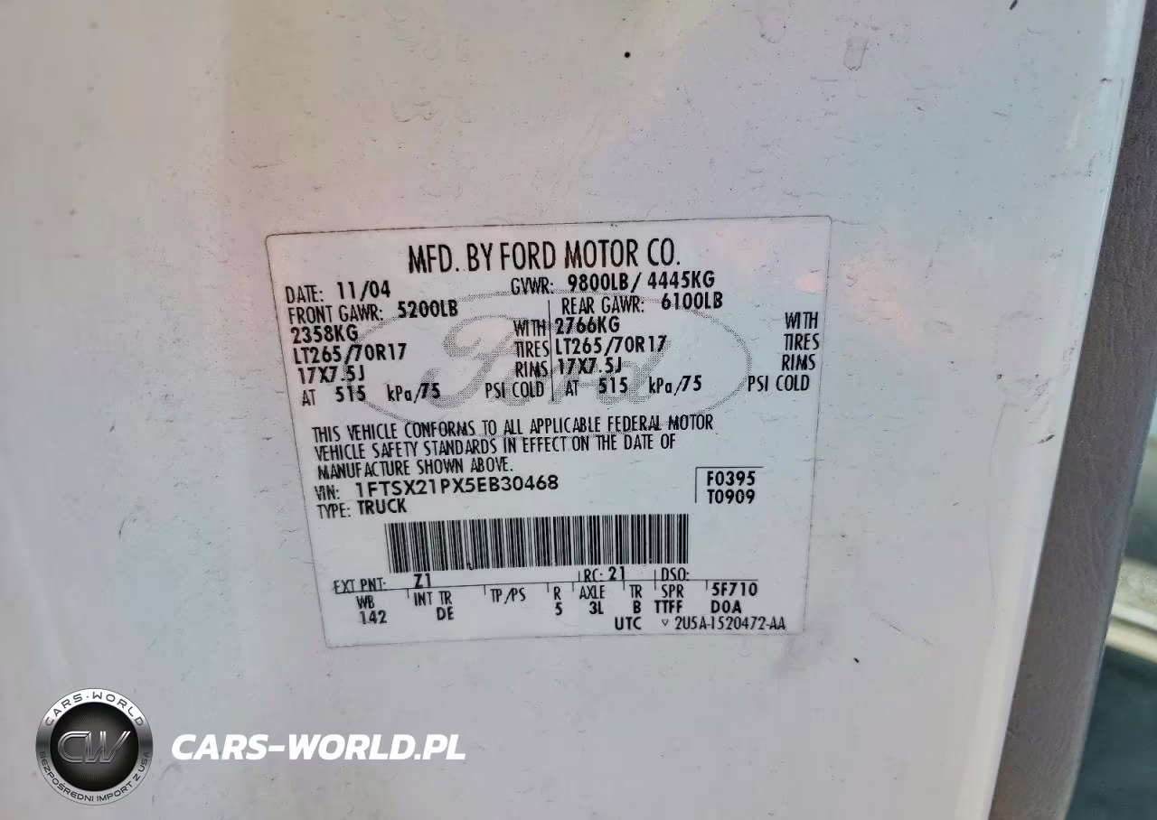 2005 Ford F250 Super Duty VIN:1FTSX21PX5EB30468 - 12