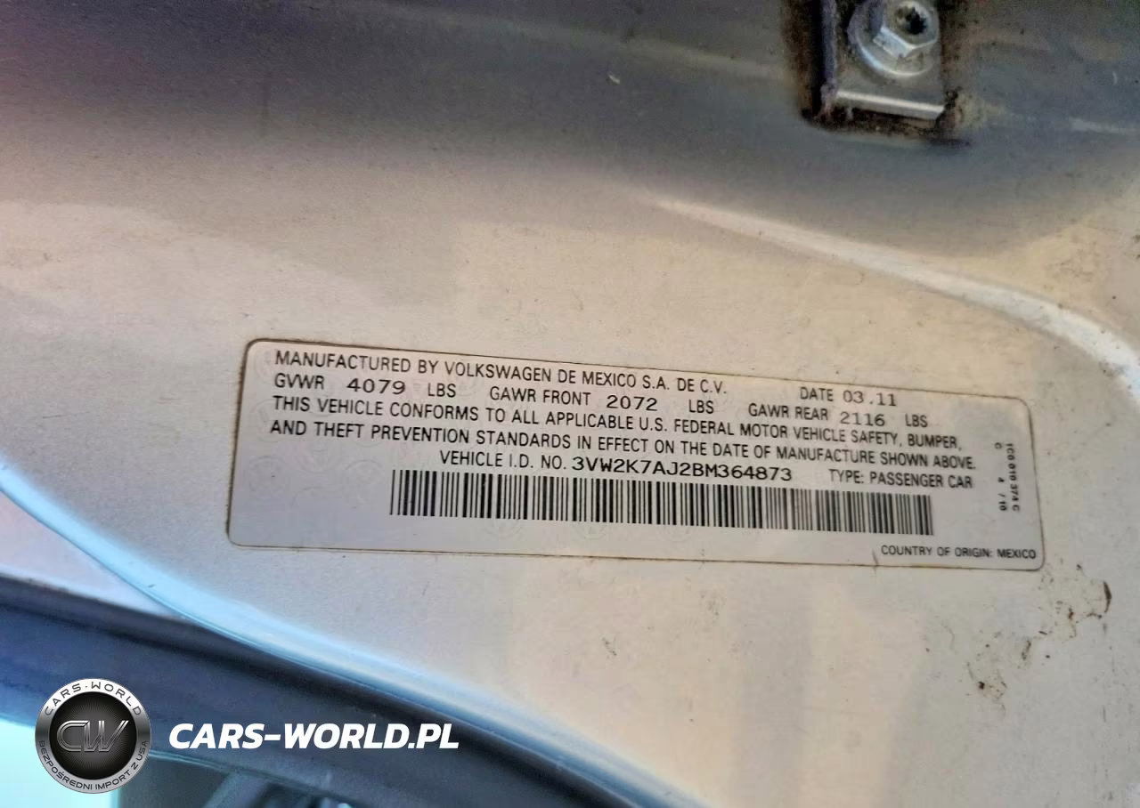 2011 Volkswagen Jetta Base VIN:3VW2K7AJ2BM364873 - 12