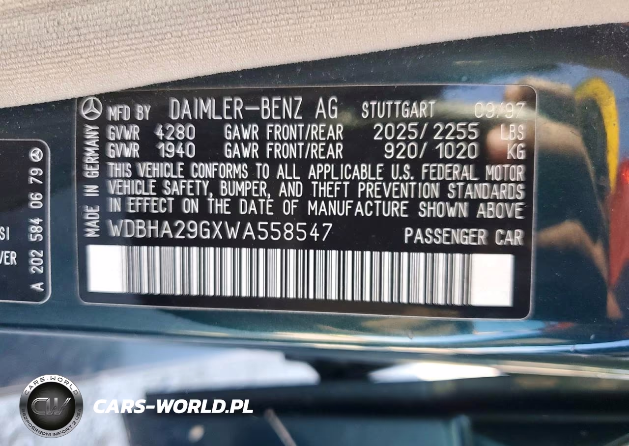1998 Mercedes-Benz C 280 VIN:WDBHA29GXWA558547 - 12