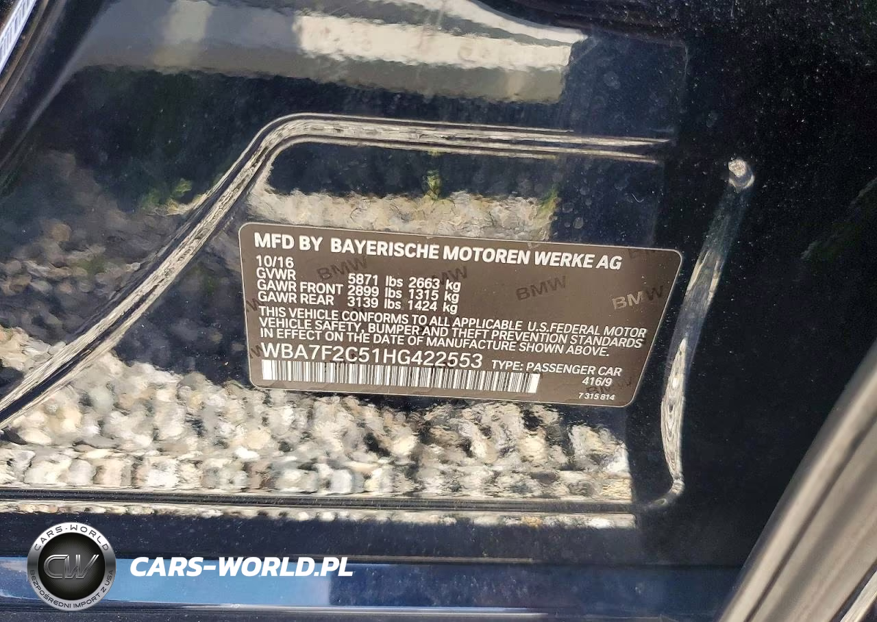 2017 BMW 750 Xi VIN:WBA7F2C51HG422553 - 12
