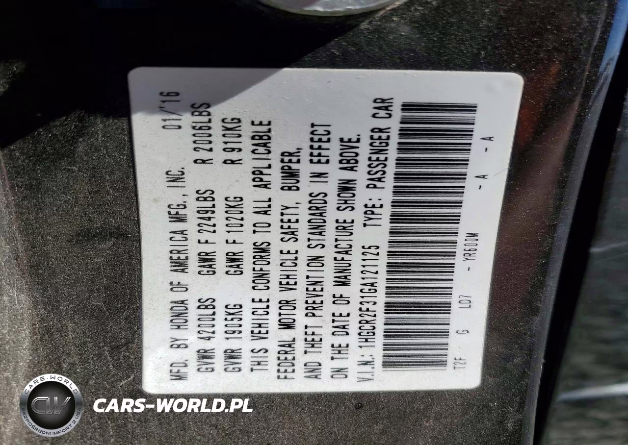 2016 Honda Accord Lx VIN:1HGCR2F31GA121125 - 12