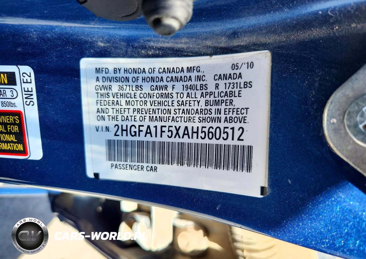 2010 Honda Civic VIN:2HGFA1F5XAH560512 - 12