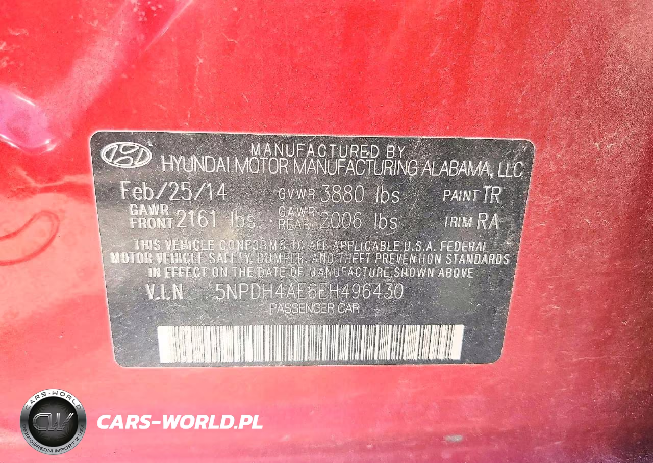2014 Hyundai Elantra Se VIN:5NPDH4AE6EH496430 - 12