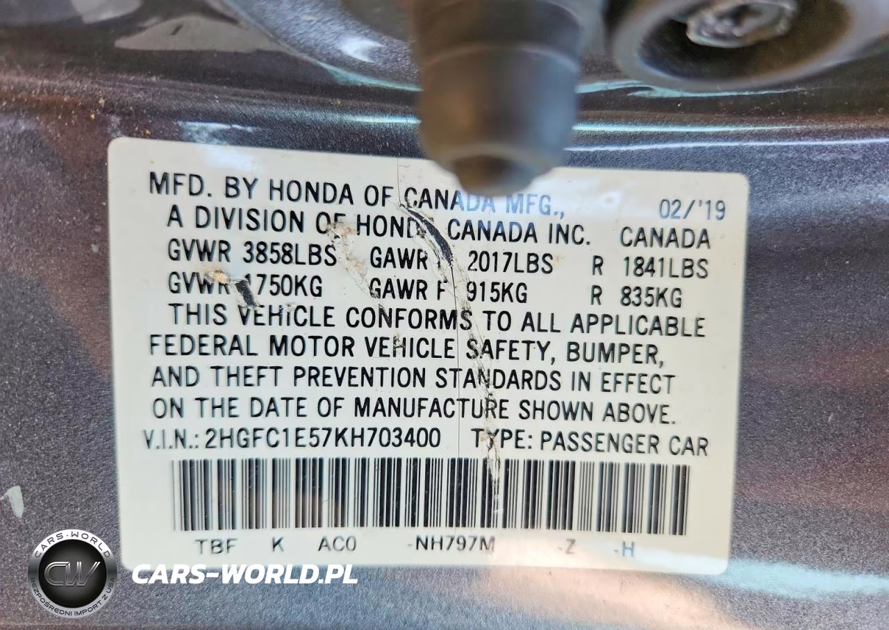 2019 Honda Civic Si VIN:2HGFC1E57KH703400 - 13