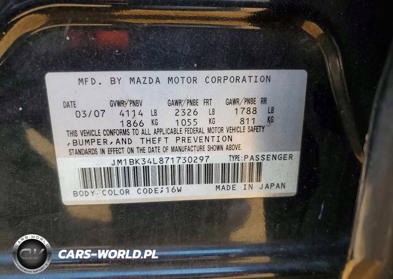 2007 Mazda Speed 3 VIN:JM1BK34L871730297 - 12
