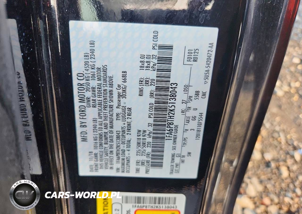 2019 Ford Mustang VIN:1FA6P8TH2K5138043 - 12