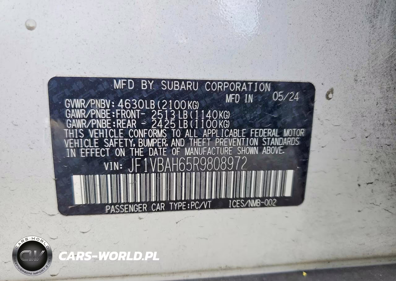 2024 Subaru Wrx Premium VIN:JF1VBAH65R9808972 - 12