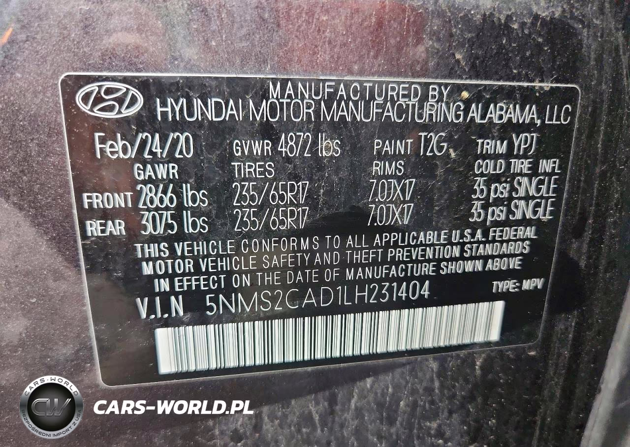 2020 Hyundai Santa Fe Se VIN:5NMS2CAD1LH231404 - 13