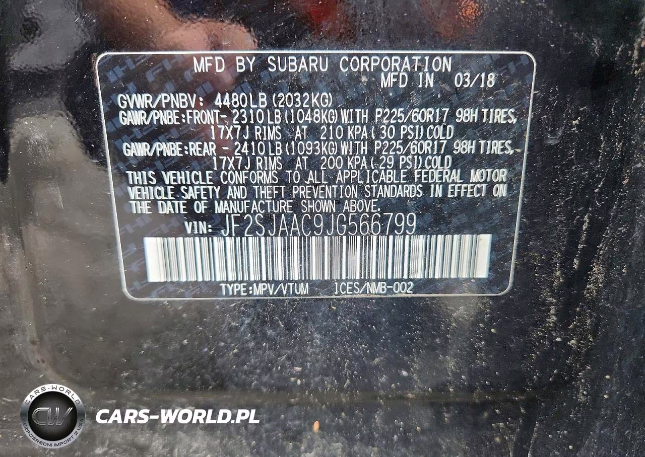 2018 Subaru Forester 2.5I VIN:JF2SJAAC9JG566799 - 13