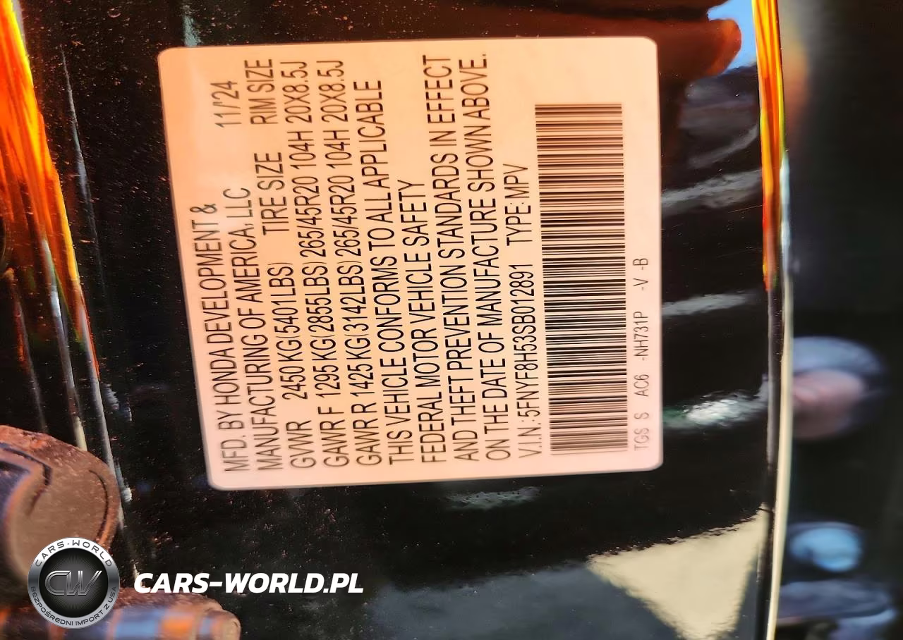 2025 Honda Passport Exl VIN:5FNYF8H53SB012891 - 13