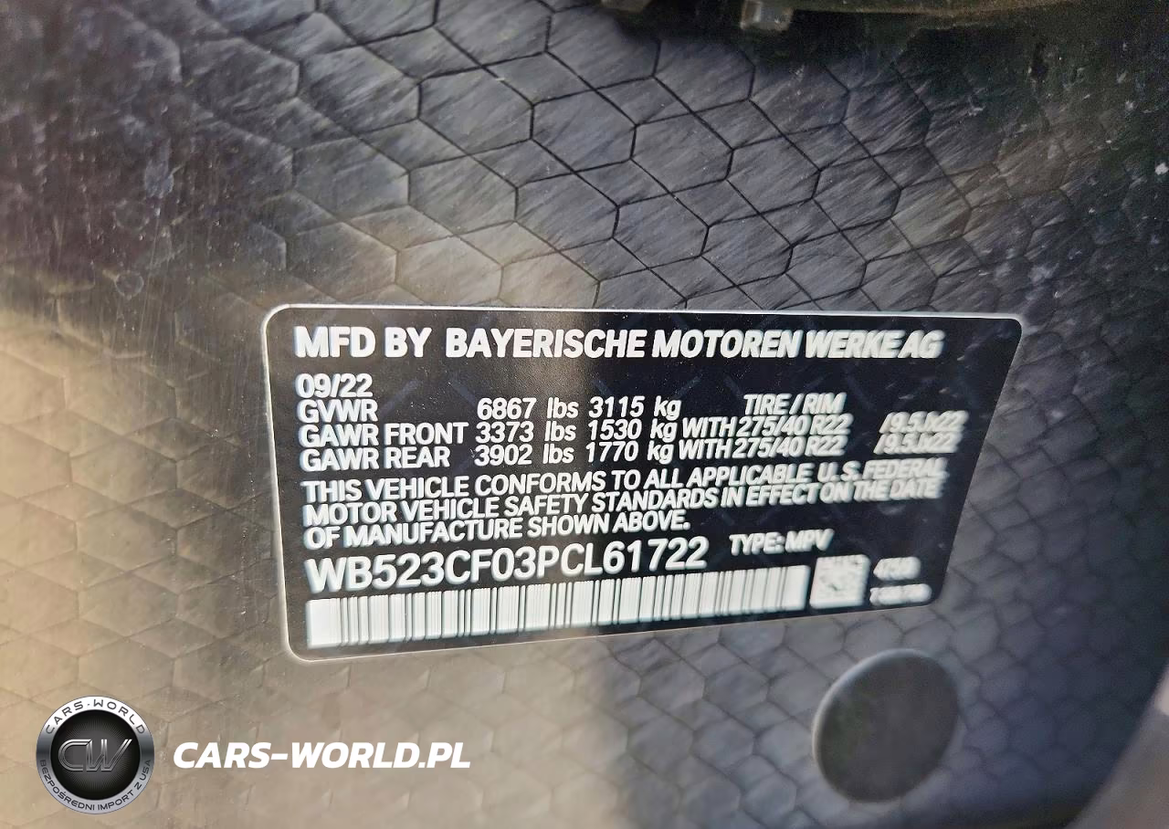 2023 BMW Ix xDrive50 VIN:WB523CF03PCL61722 - 13