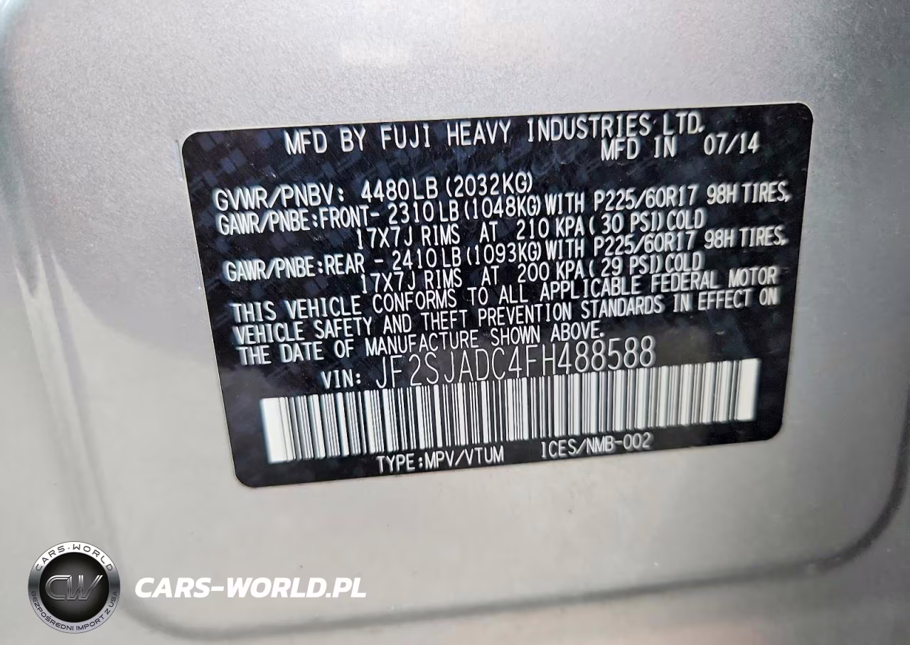 2015 Subaru Forester 2.5I Premium VIN:JF2SJADC4FH488588 - 13