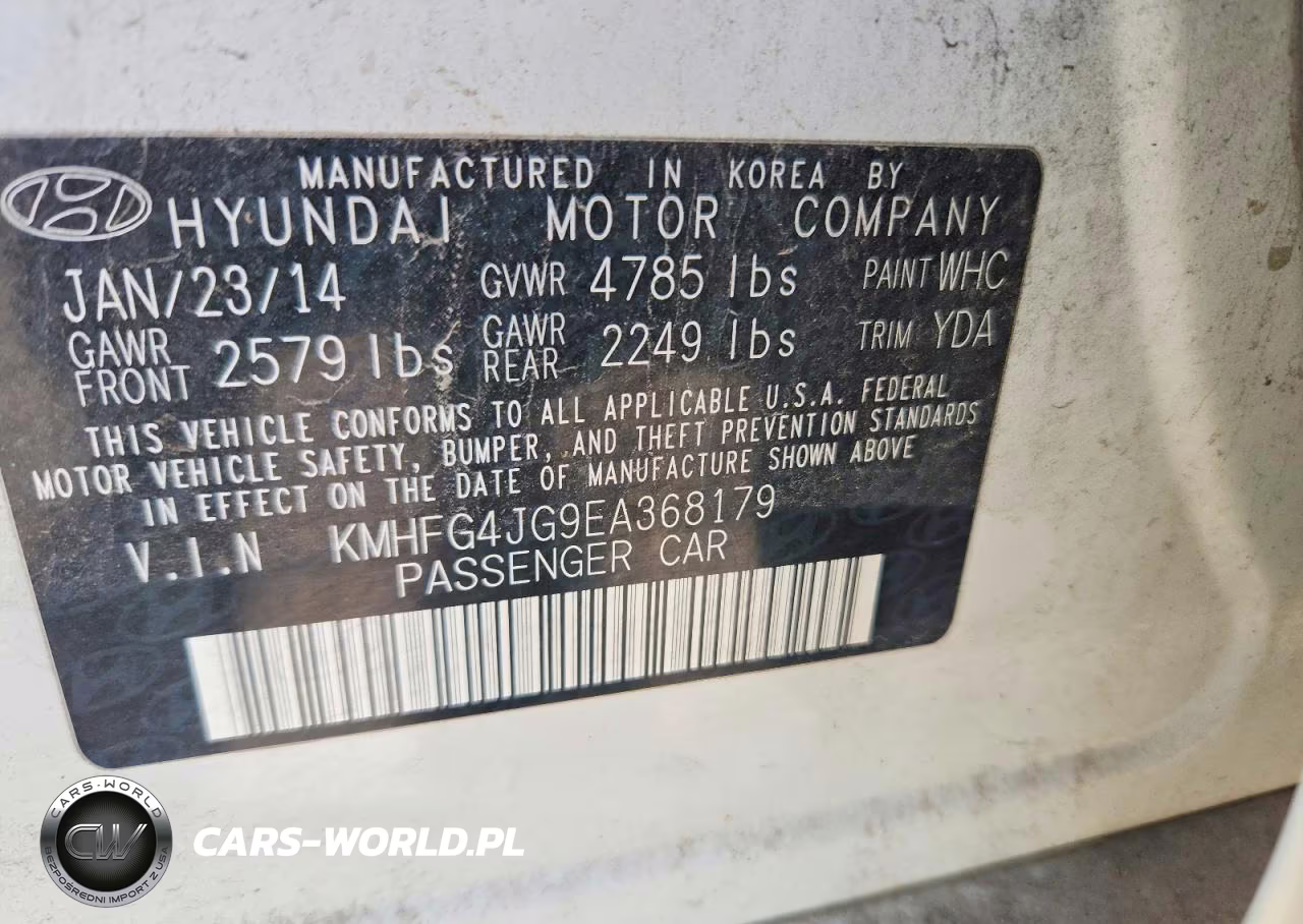 2014 Hyundai Azera Base VIN:KMHFG4JG9EA368179 - 12
