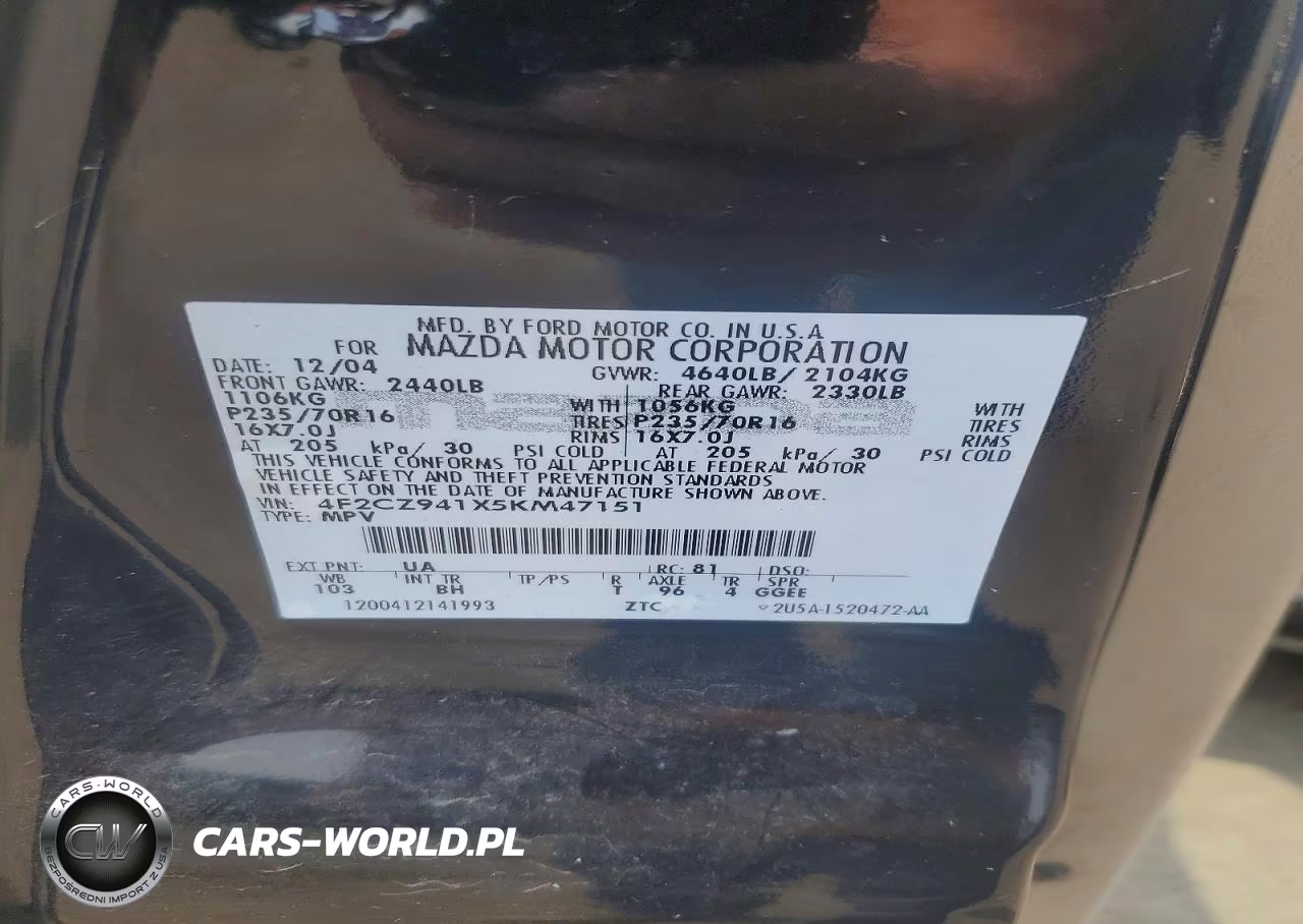 2005 Mazda Tribute S VIN:4F2CZ941X5KM47151 - 13
