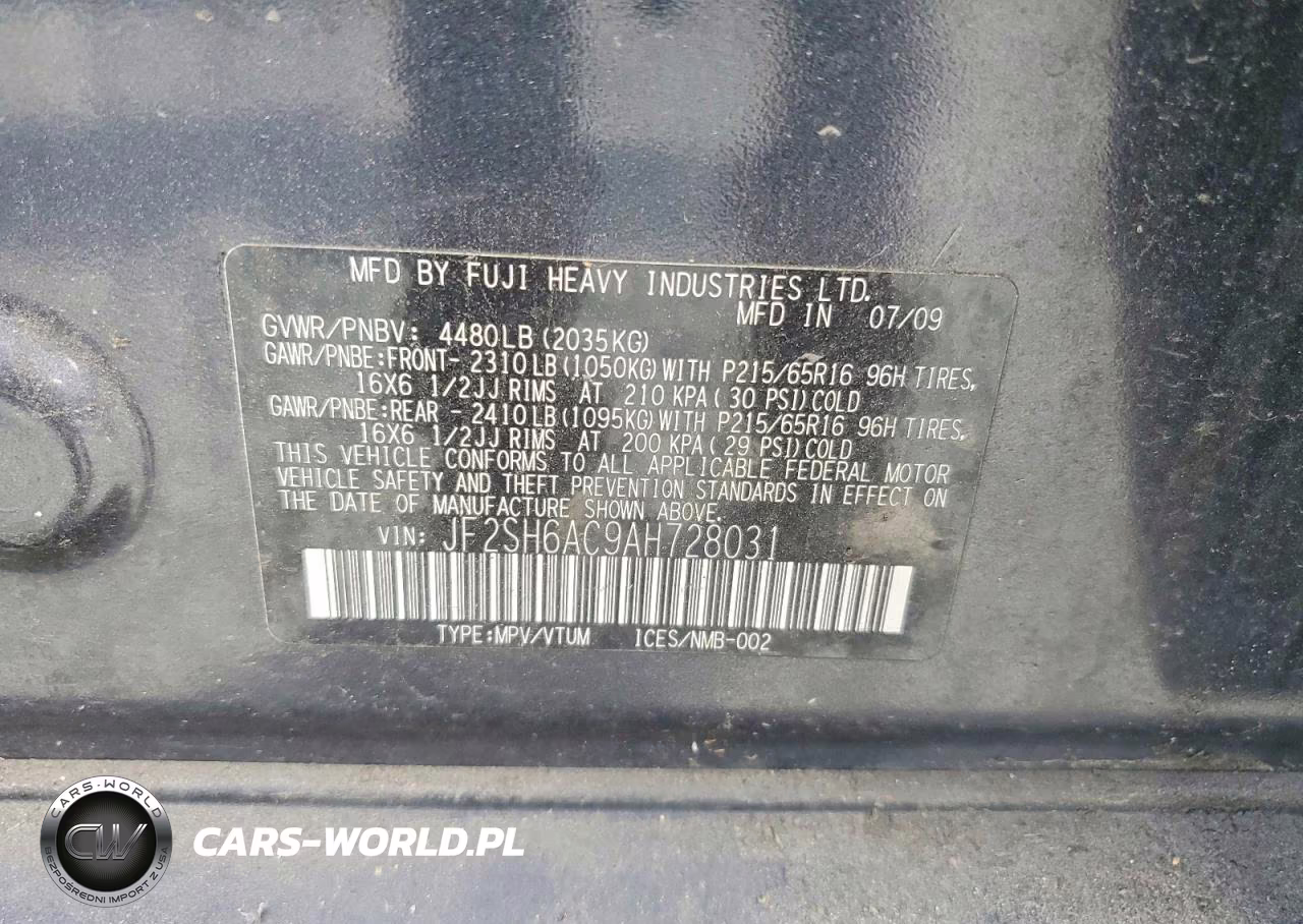 2010 Subaru Forester 2.5X VIN:JF2SH6AC9AH728031 - 13