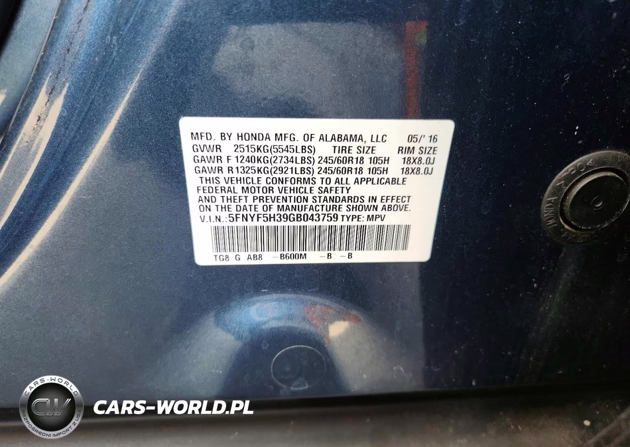 2016 Honda Pilot Ex VIN:5FNYF5H39GB043759 - 13