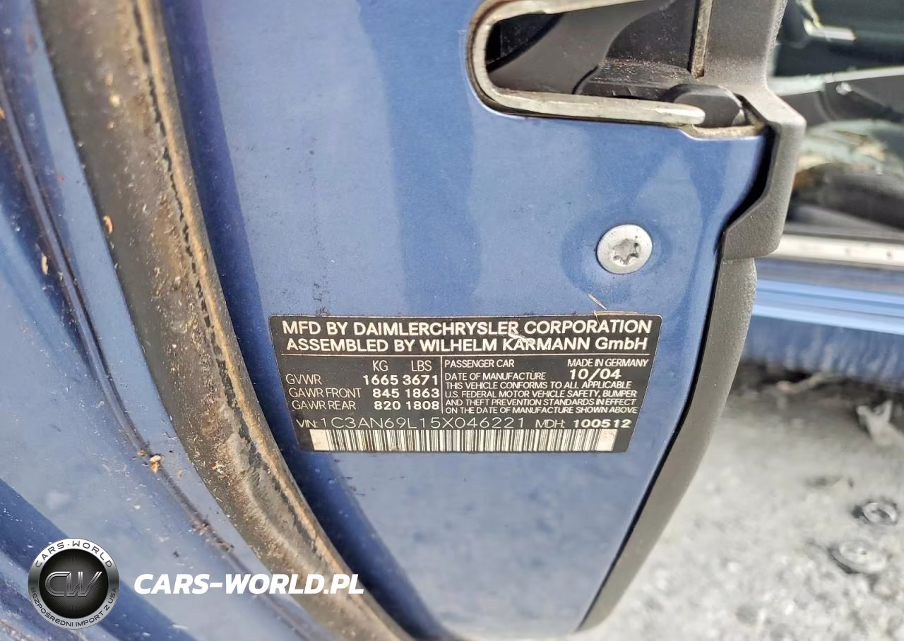 2005 Chrysler Crossfire Limited VIN:1C3AN69L15X046221 - 12