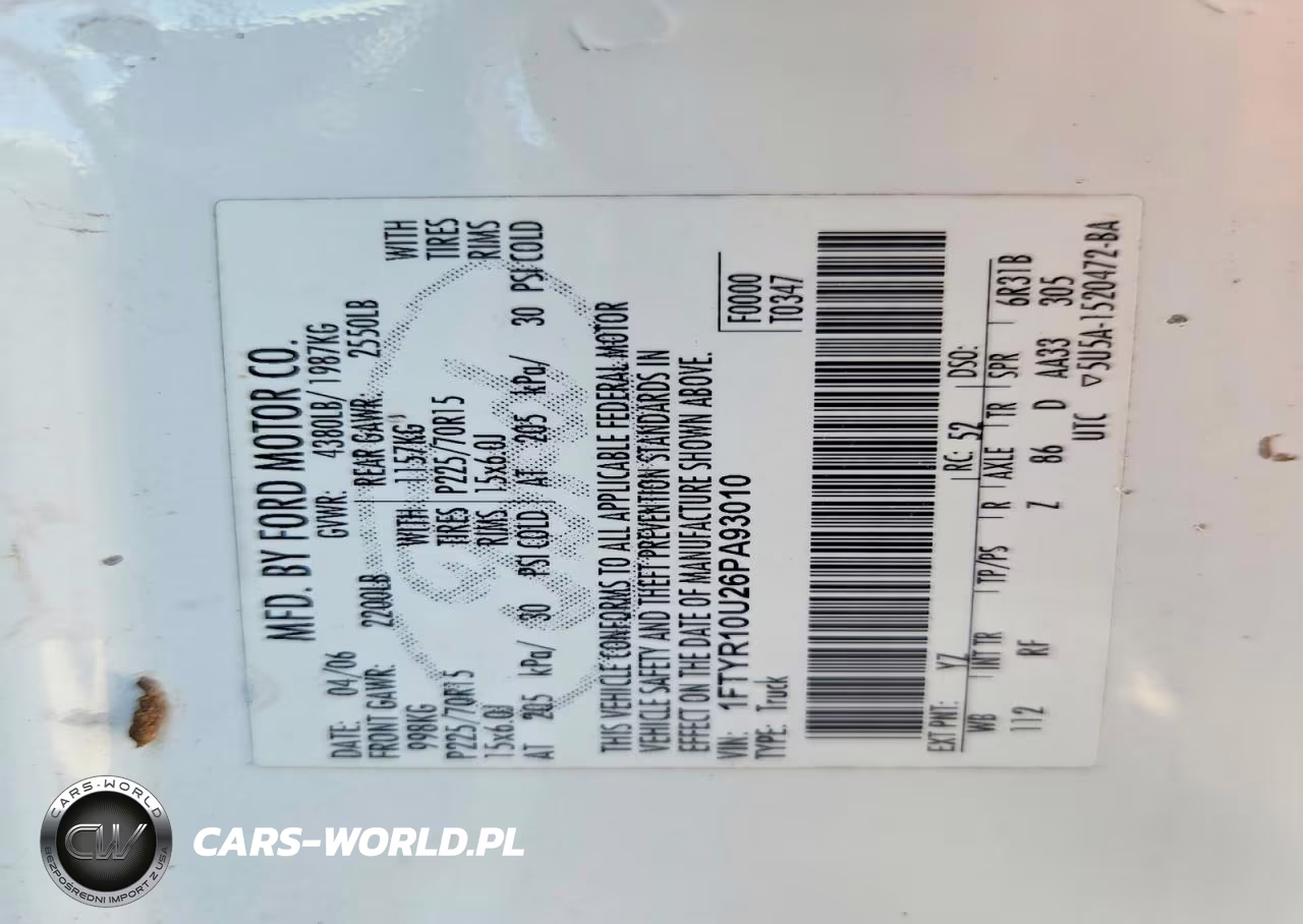 2006 Ford Ranger VIN:1FTYR10U26PA93010 - 12