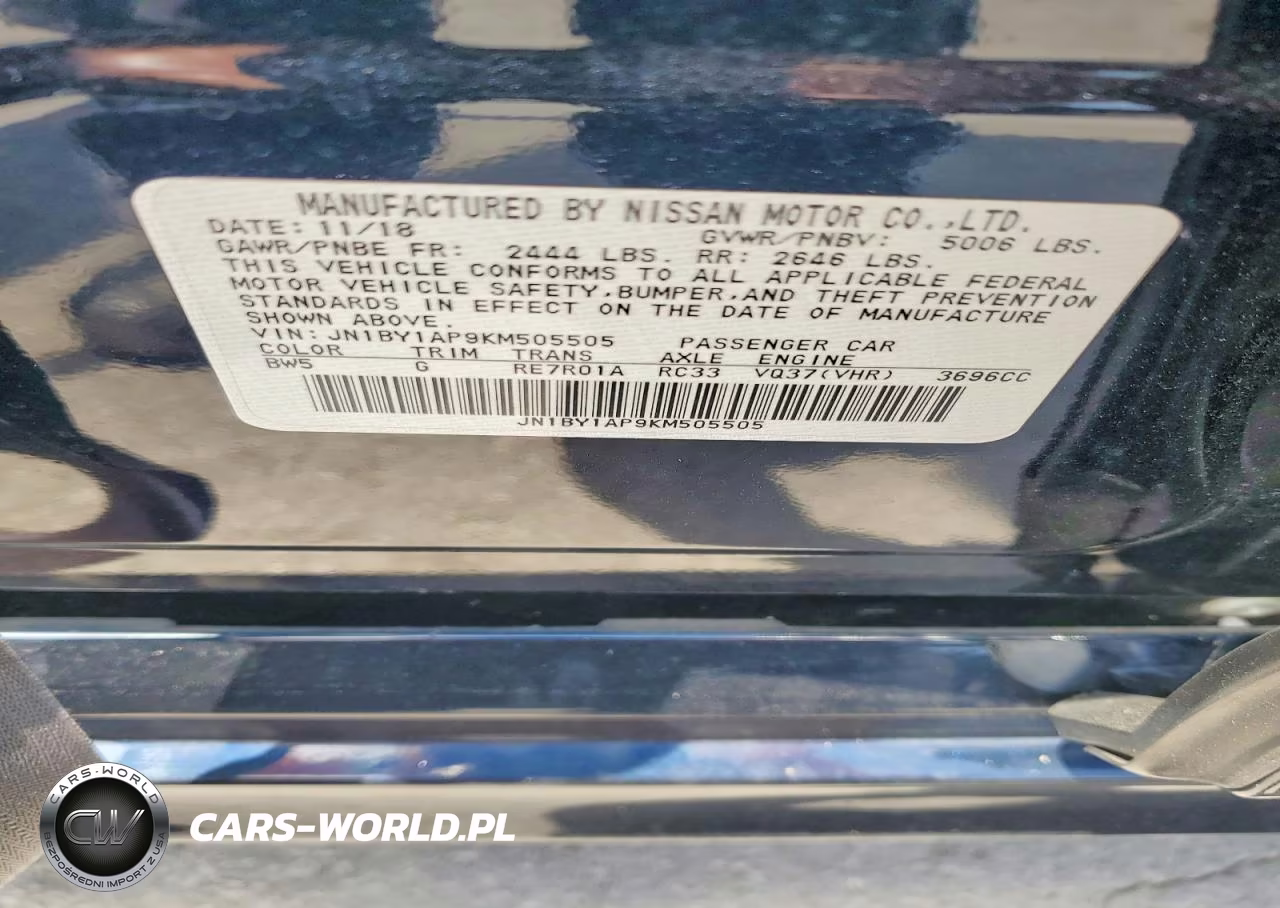 2019 Infiniti Q70 3.7 Luxe VIN:JN1BY1AP9KM505505 - 12