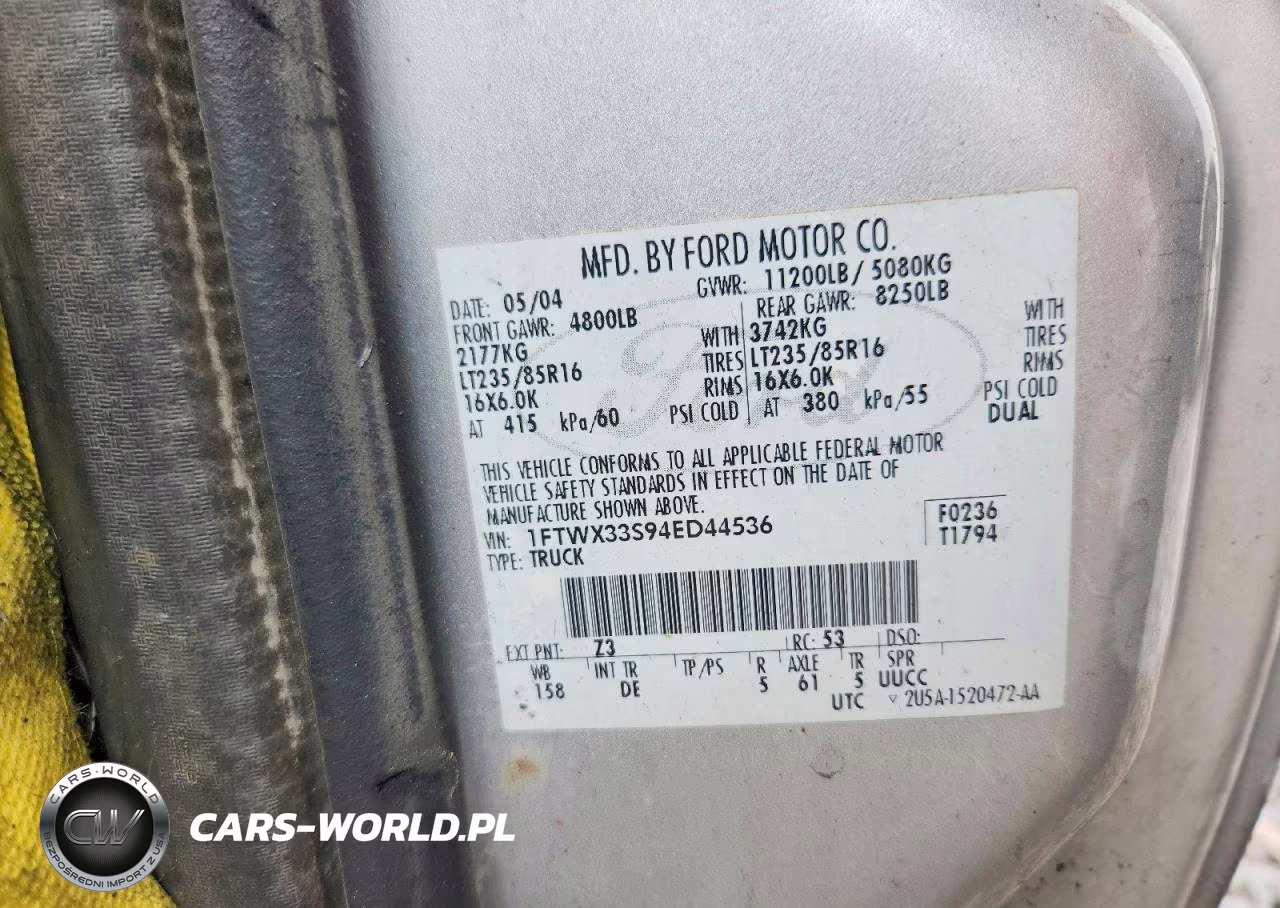 2004 Ford F350 Super Duty VIN:1FTWX33S94ED44536 - 12