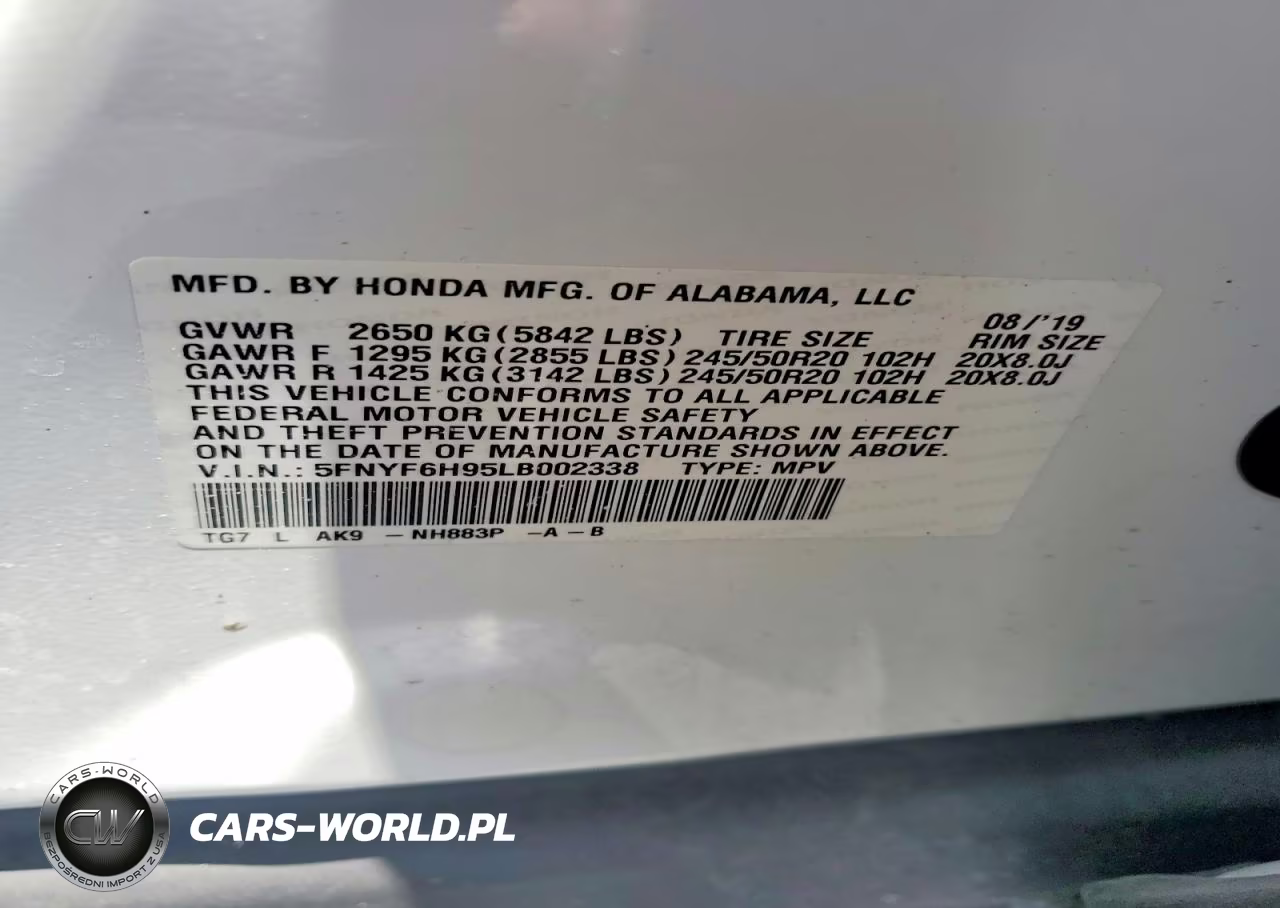 2020 Honda Pilot Touring VIN:5FNYF6H95LB002338 - 13