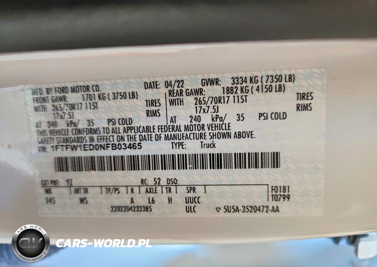 2022 Ford F150 Supercrew VIN:1FTFW1ED0NFB03465 - 12