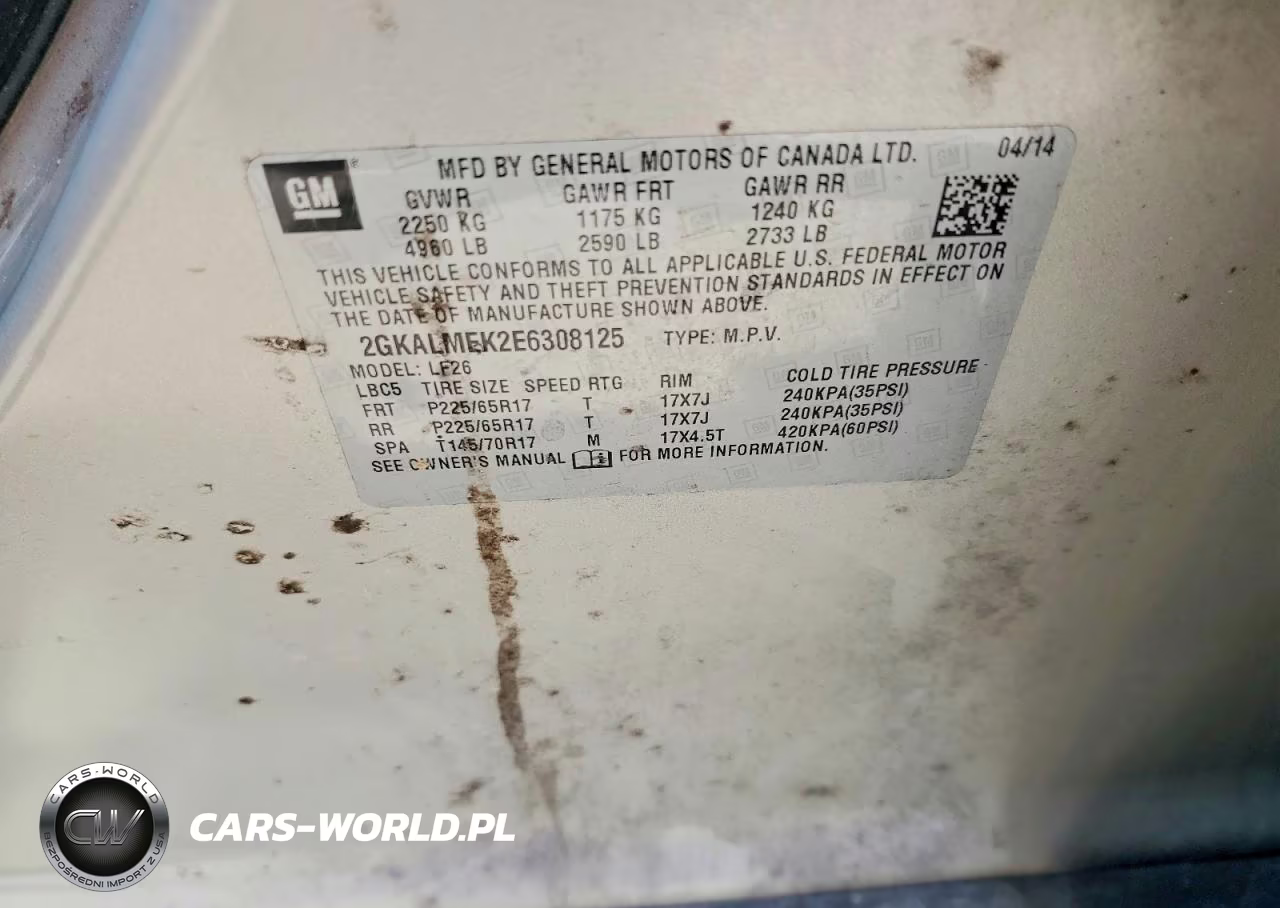 2014 GMC Terrain Sle VIN:2GKALMEK2E6308125 - 14