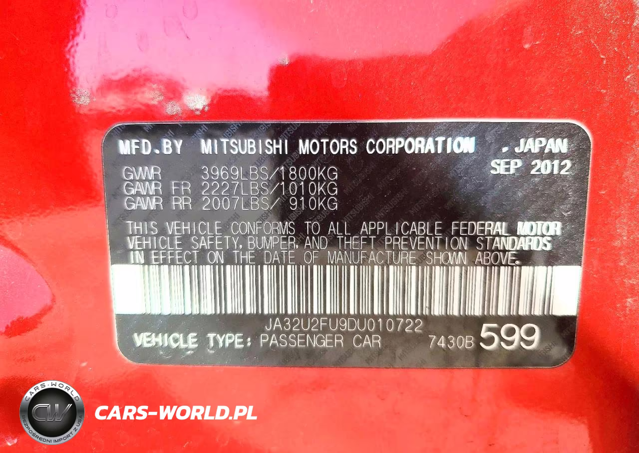 2013 Mitsubishi Lancer Es-Es Sport VIN:JA32U2FU9DU010722 - 12