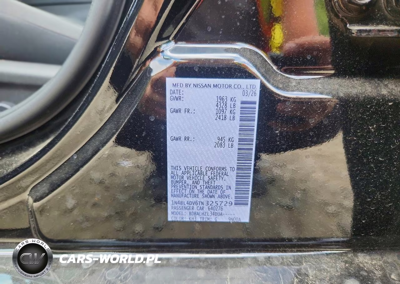 2026 Nissan Altima Sv Fwd VIN:1N4BL4DV6TN325729 - 12