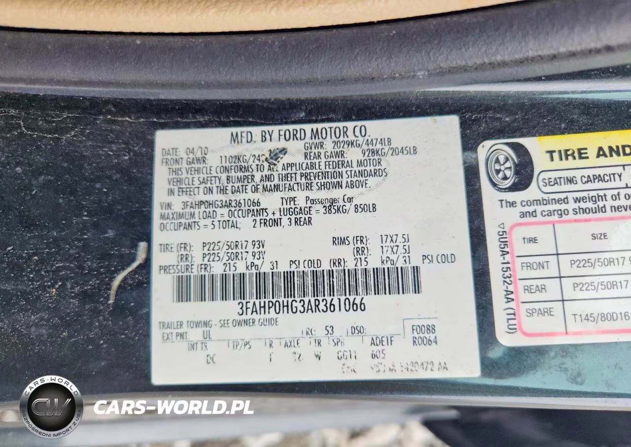 2010 Ford Fusion Se VIN:3FAHP0HG3AR361066 - 12