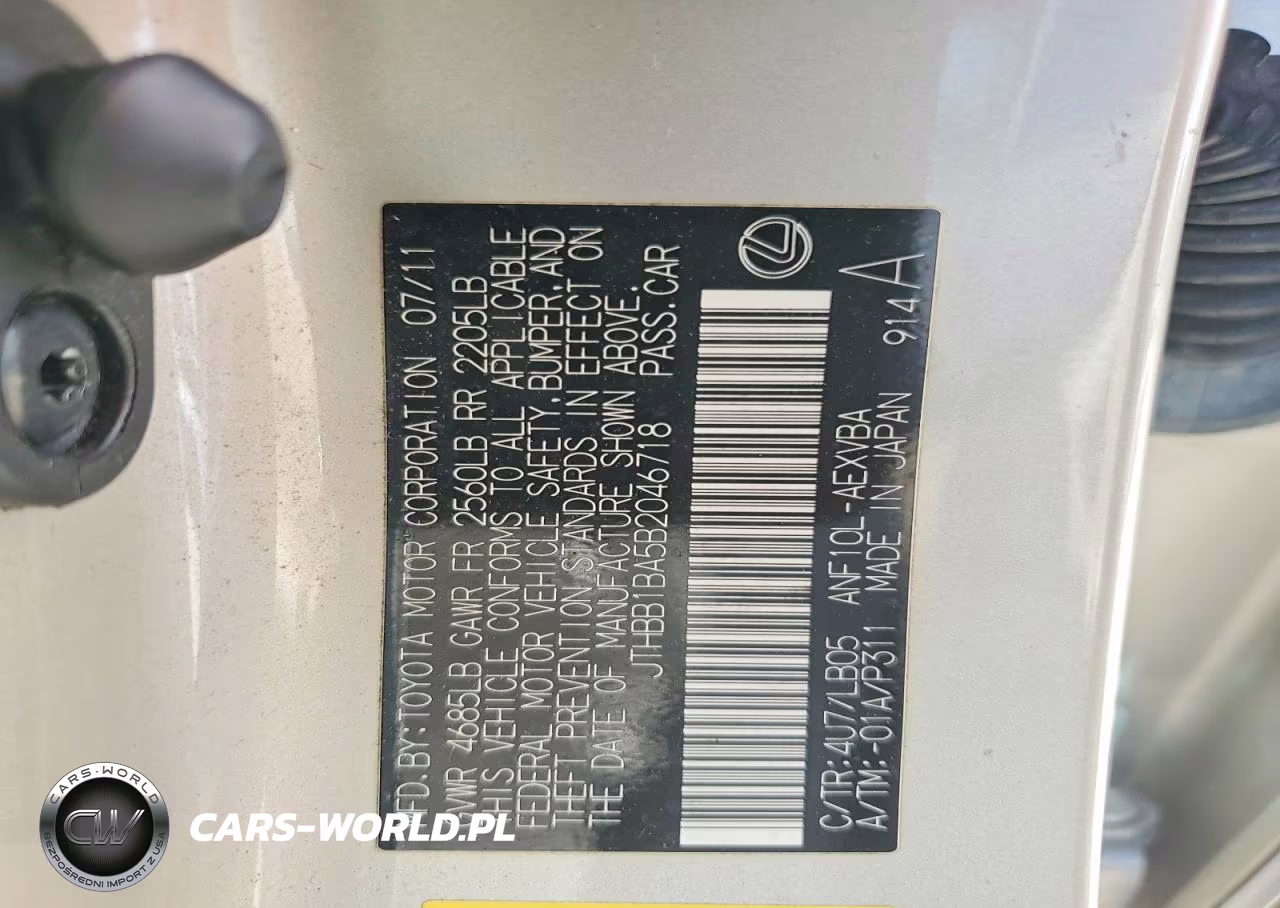 2011 Lexus Hs 250H VIN:JTHBB1BA5B2046718 - 13