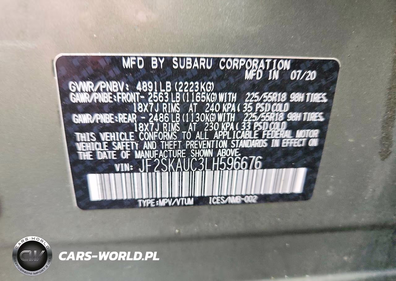 2020 Subaru Forester Limited VIN:JF2SKAUC3LH596676 - 14
