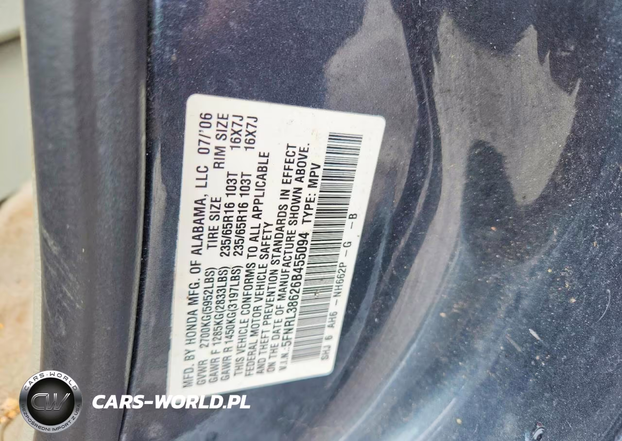 2006 Honda Odyssey Exl VIN:5FNRL38626B455094 - 13
