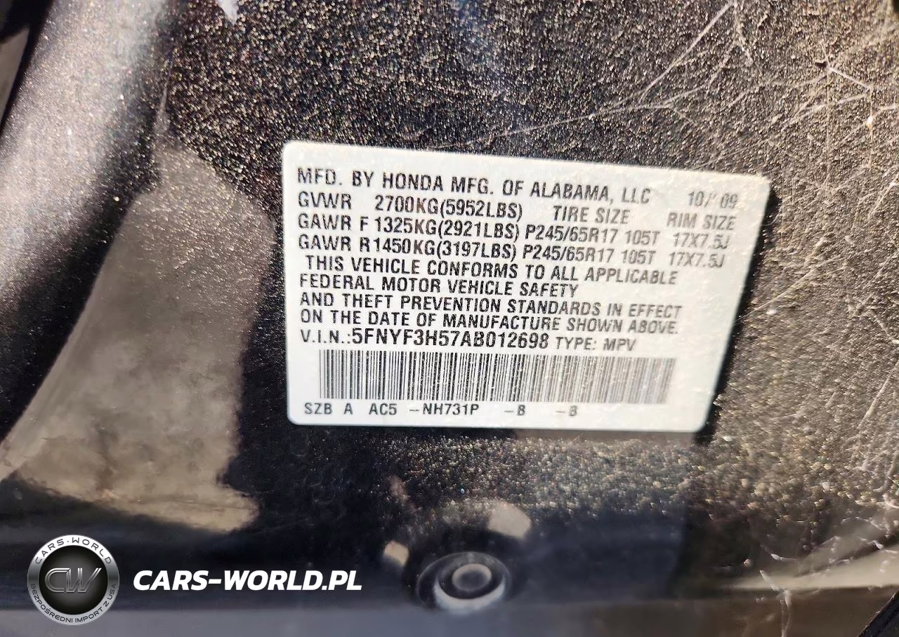 2010 Honda Pilot Exl VIN:5FNYF3H57AB012698 - 13