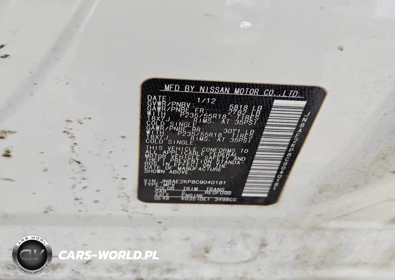 2012 Nissan Quest 3.5 S VIN:JN8AE2KP8C9040181 - 14