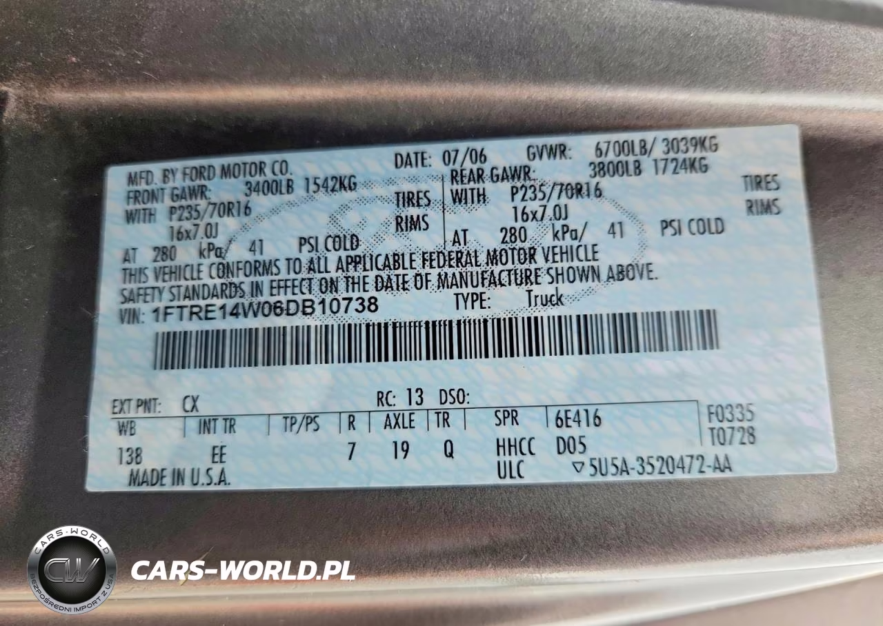 2006 Ford Econoline E150 Van VIN:1FTRE14W06DB10738 - 13