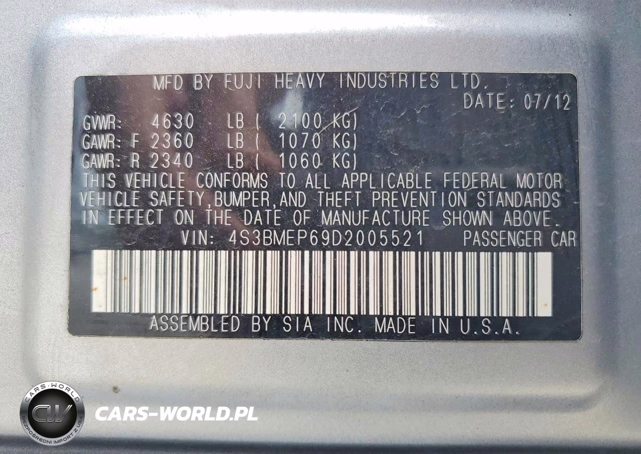 2013 Subaru Legacy 3.6R Limited VIN:4S3BMEP69D2005521 - 12