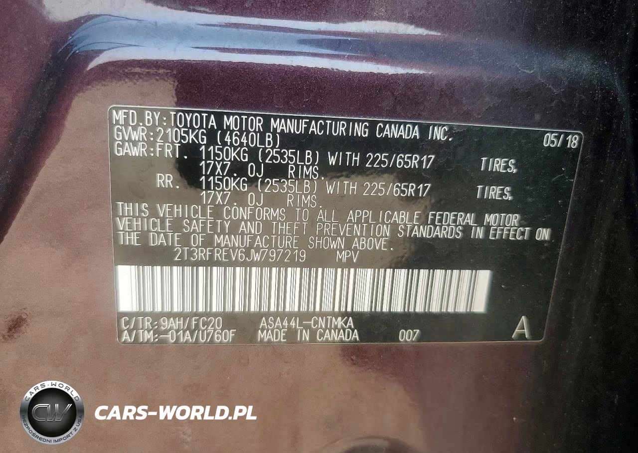 2018 Toyota Rav4 Xle VIN:2T3RFREV6JW797219 - 14